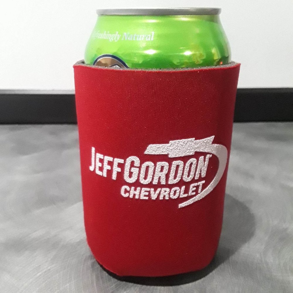 JEFF GORDON CHEVROLET CAR DEALERSHIP 12oz FOAM CAN KOOZIE - NEW WITHOUT TAGS